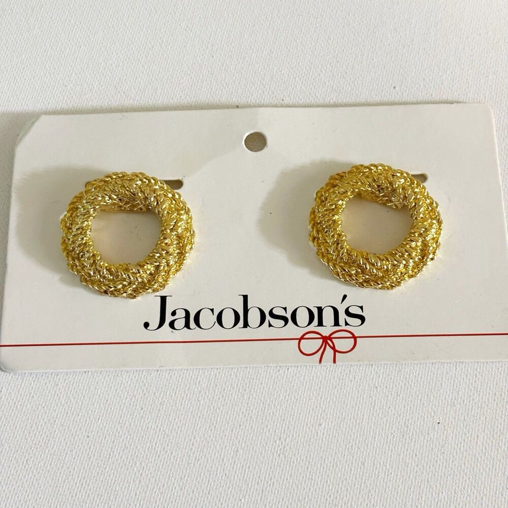 Vtg Bluette Gold Tone Clip On Earrings French Designer Statement Earrings Chunky